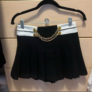 Jessica Bara Junie Gold Chain Pleated Mini Skirt